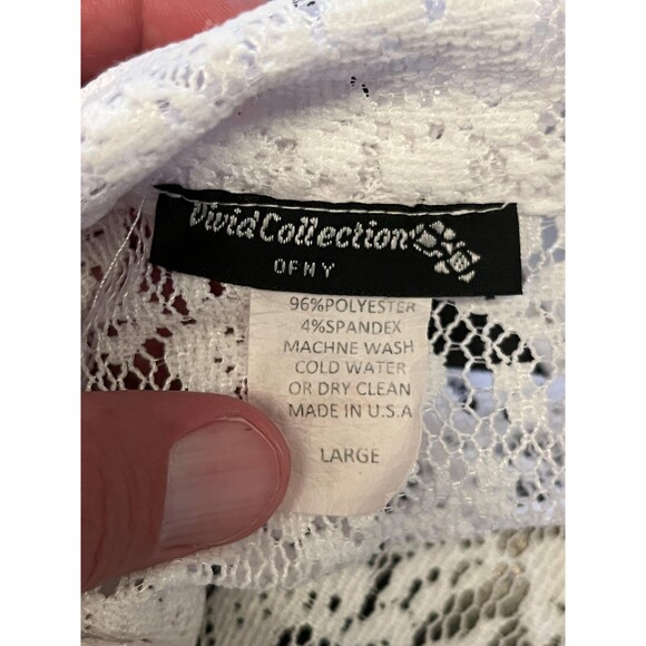 Vivid Collection Lace Button Shirt Womens Large Sleeveless Floral Sheer Top USA - Picture 6 of 6